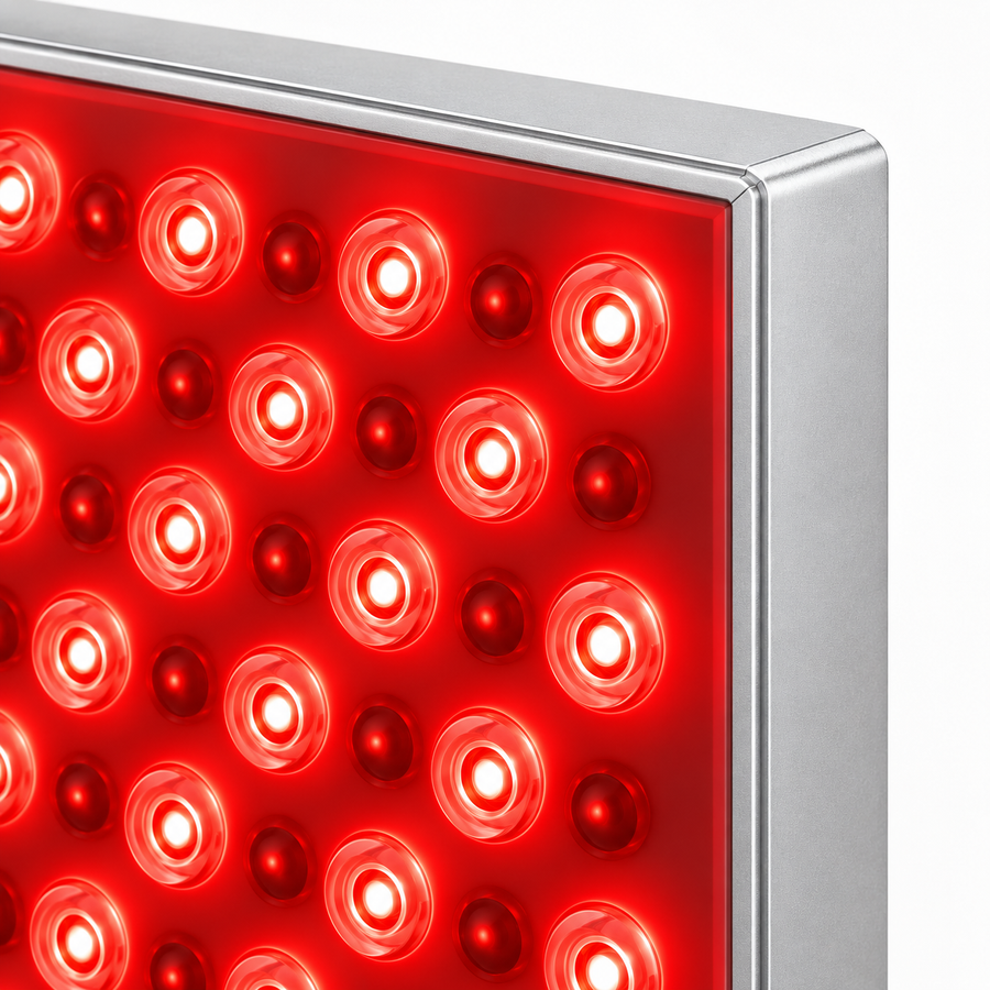 Close-up of the Desktop Panel showing its illuminated LED array and silver frame