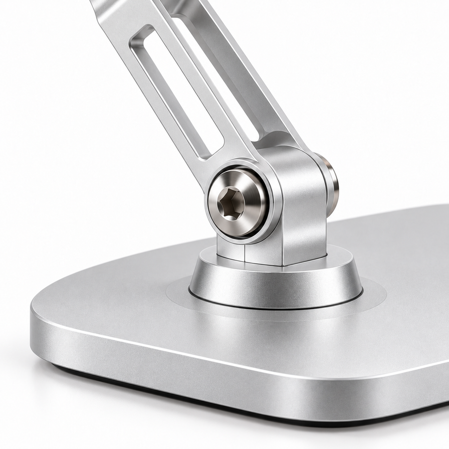 Close-up of the included adjustable Red Light Stand hinge and base