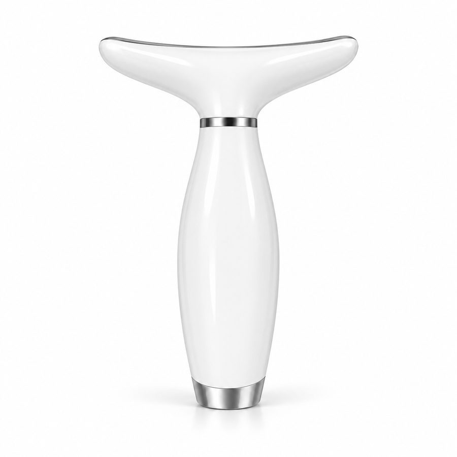 Rear view of the Face & Neck Wand showing its curved head and smooth handle