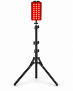 Straight-on view of the illuminated Floor Lamp and extended tripod