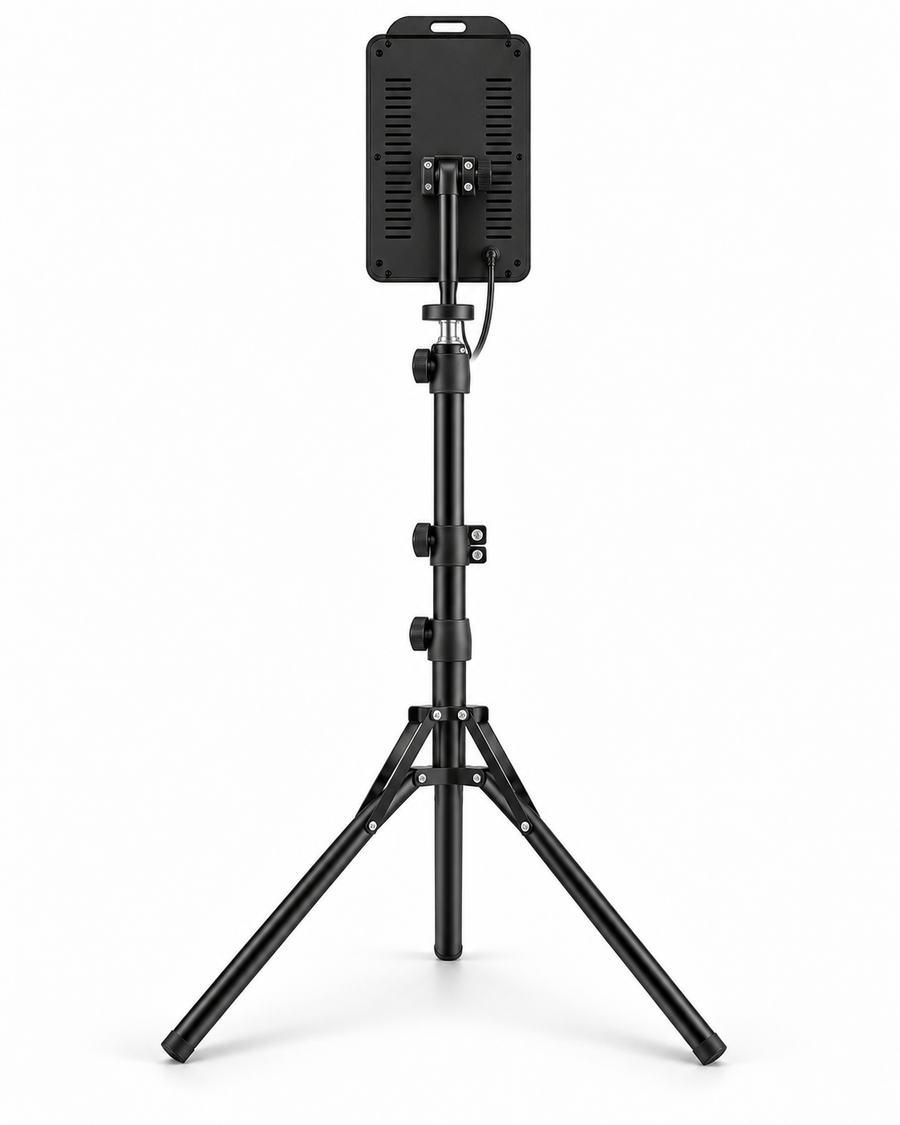 Floor Lamp rear view showing the panel mount and extended tripod