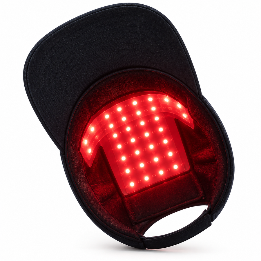Inside of the Hair Cap showing the illuminated light panels and adjustable rear fastening