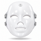 Front view of the Red Light Therapy Mask showing its white contoured shell, touch-control symbol and grey fastening straps