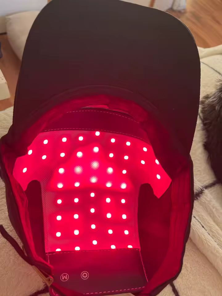 The inner light panel switched on beneath the cap lining.