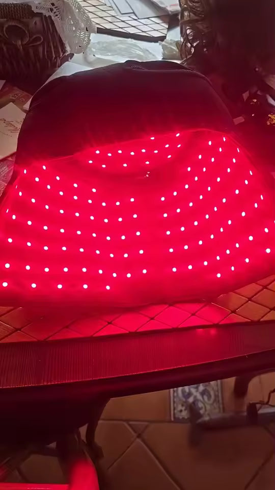 A closer look at the illuminated panels inside the scalp wrap.